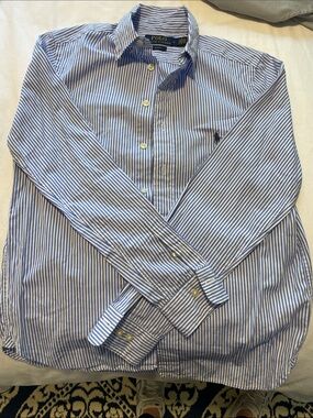 Polo by Ralph Lauren Blue & White Narrow Stripe Button-Down Shirt